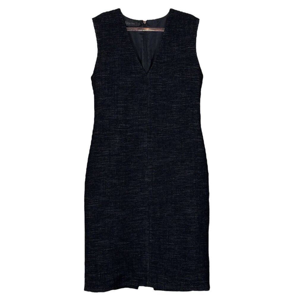 Calvin Klein Collection Italy Wool Tweed Shimmer Cocktail Dress Black IT 38 US 2